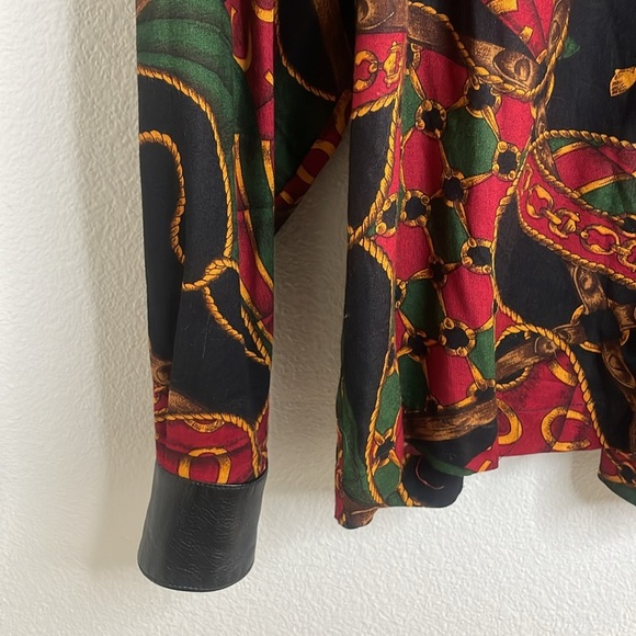 KELLI KOURI LEATHER Shirt Top Horseshoe‎ Rope Vintage Festival Country Concert S - Picture 4 of 9